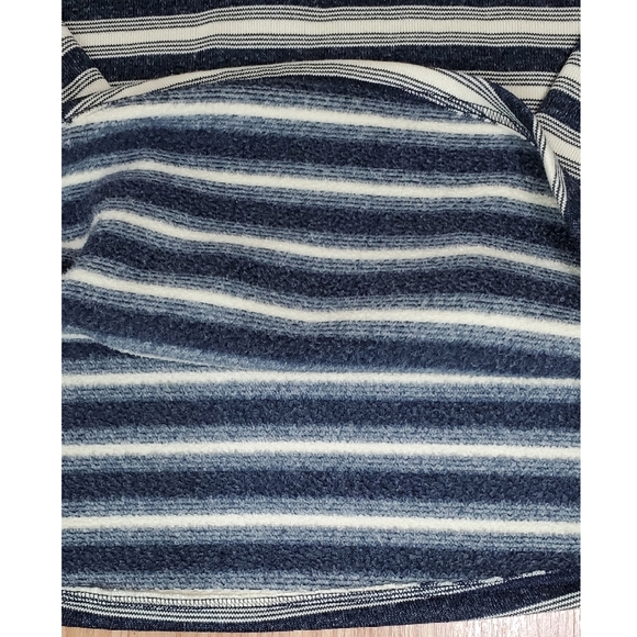 Eddie Bauer fleece striped half buttons pullover hooded sweater navy ivory 2Xl - Picture 9 of 11